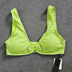 Kendall & Kylie Ring O Ring Detail lime shimmer green Bikini Top size medium